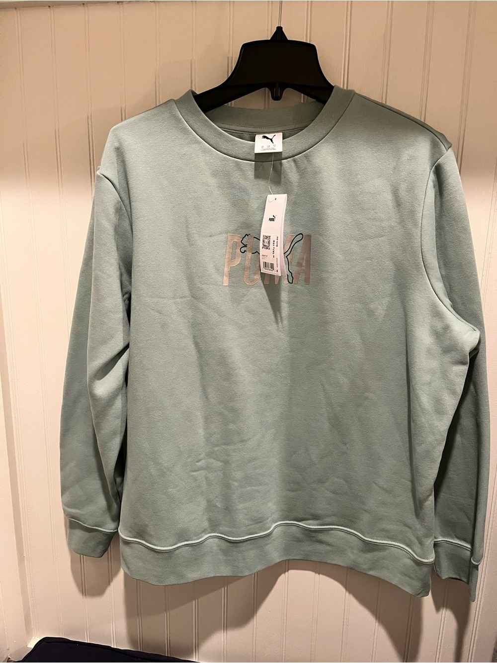 PUMA Women’s Sage Green Logo Crewneck Sweatshirt 1X XL new plus